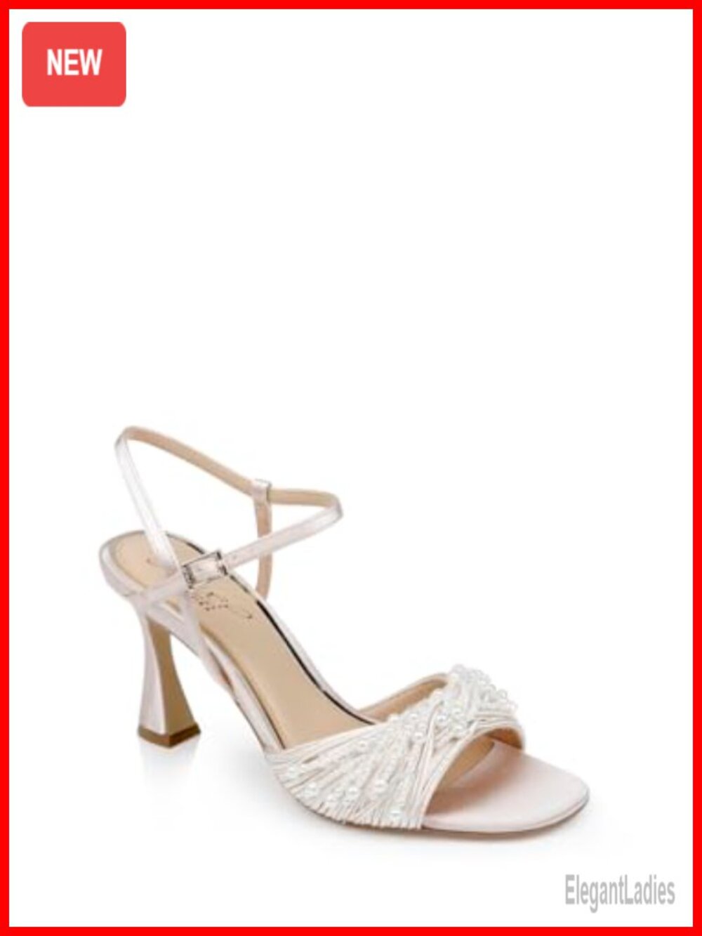 Pearl Embellished Stiletto Heeled Sandal Ankle Strap Satin Formal Party